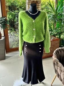 Luxusní pleteny kostýmek svetřík + sukně 