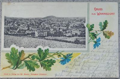 Varnsdorf - Warnsdorf - hezká koláž s dubovými listy - 1900