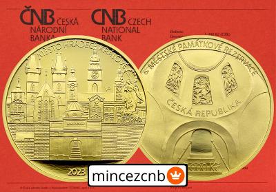 Zlatá minca ČNB 5000 Kč Mesto HRADEC KRÁĽOVÉ 2023 PROOF