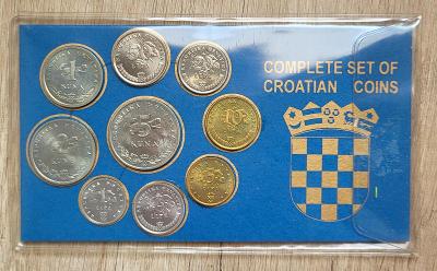✅Sada 9 oběžných mincí Chorvatsko - 5 kuna - 1 lipa