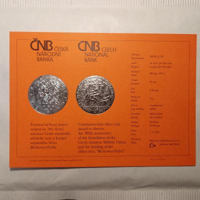 Certifikát ke stříbrné minci  200Kč běh Běchovice - Praha  BK