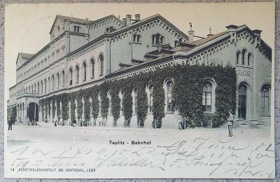 Teplice - Teplitz-Schönau - krásný záběr nádraží - 1902
