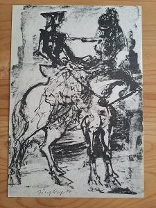 Jan Jüngling: Dvojice na koni, litografie