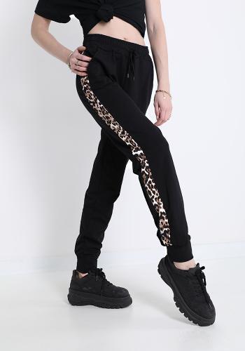 Dámske nohavice so všitým bočným leopardím opaskom - Dámske oblečenie