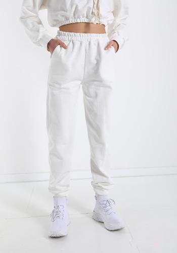 Biele klasické dámske nohavice jogger - Dámske oblečenie
