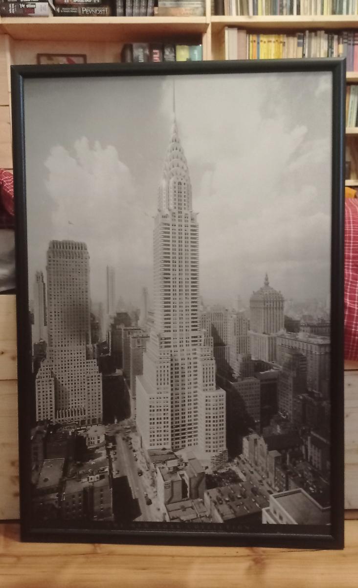Zarámovaná čiernobiela fotografia: New York - mrakodrap Chrysler - Zberateľstvo