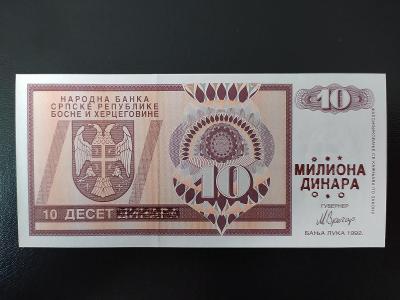 Republika Srpska BiH - 10 000 000 Dinara - pretlač (1992)