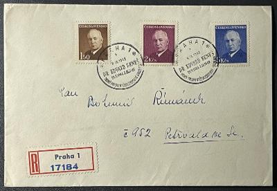 Československo 1948 - obálka prošlá poštou