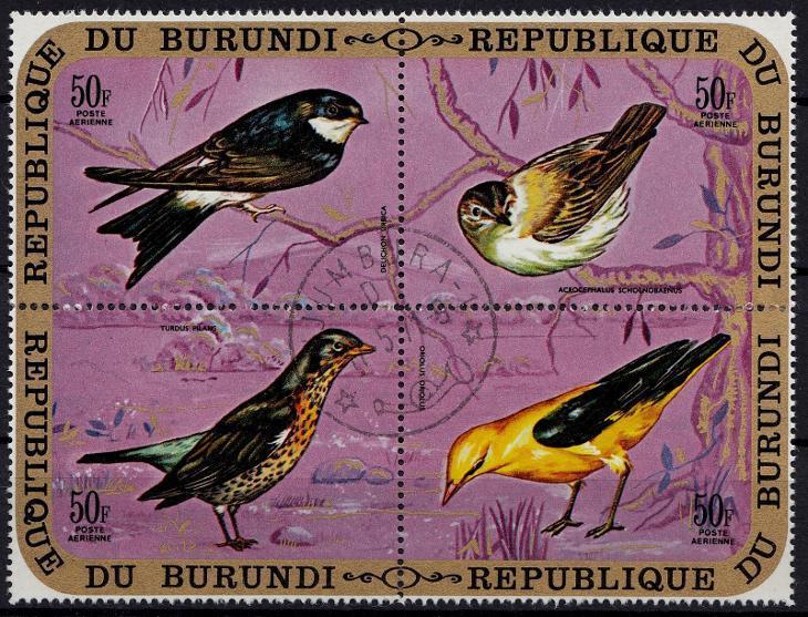 Burundi 1971 ✈ʘ/ Mi. 698-701 , štvorblok , vtáky , /0013/ - Tematické známky