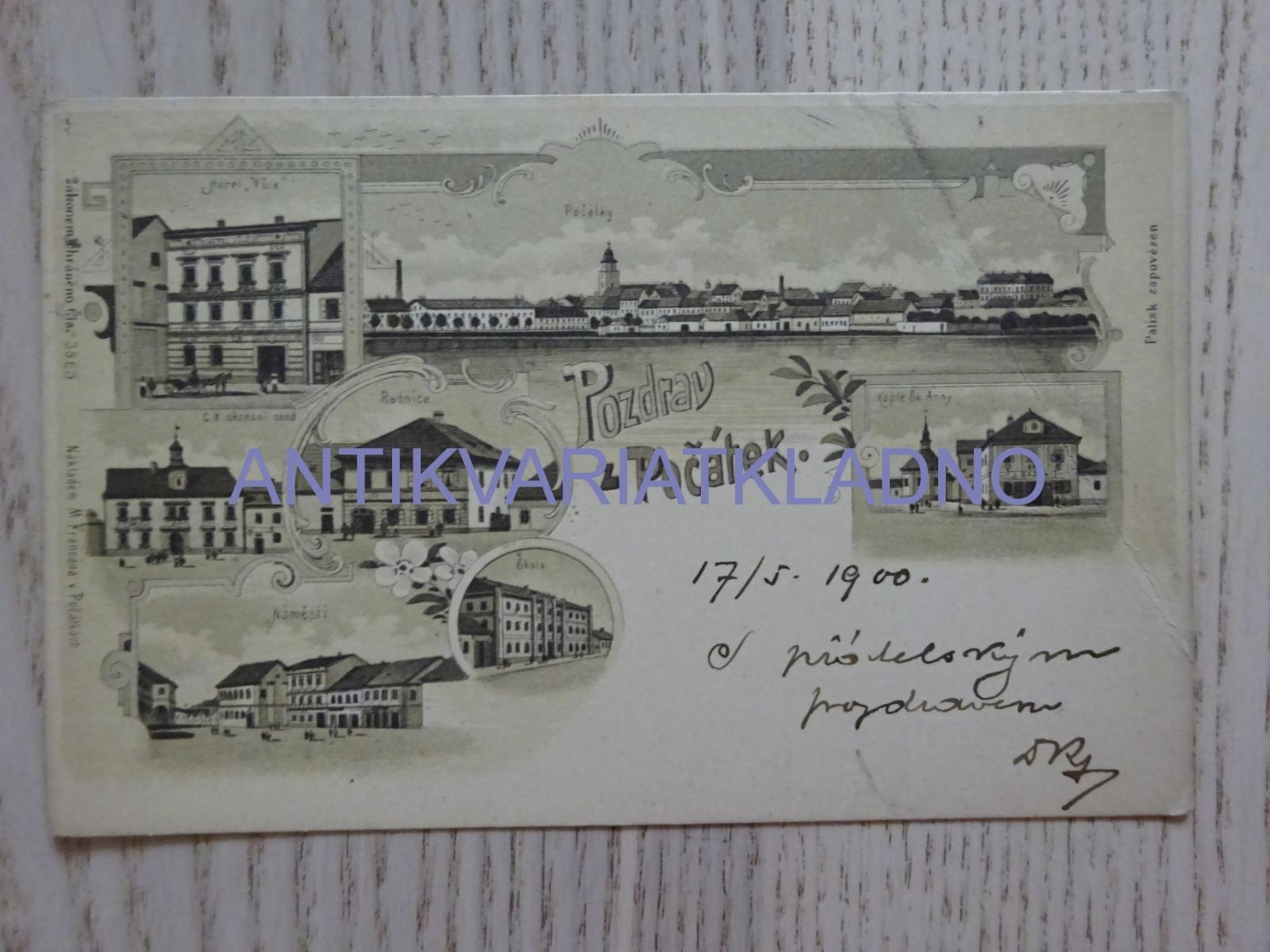 POČIATKY, OKR. Pelhřimov, 1900 - Pohľadnice miestopis