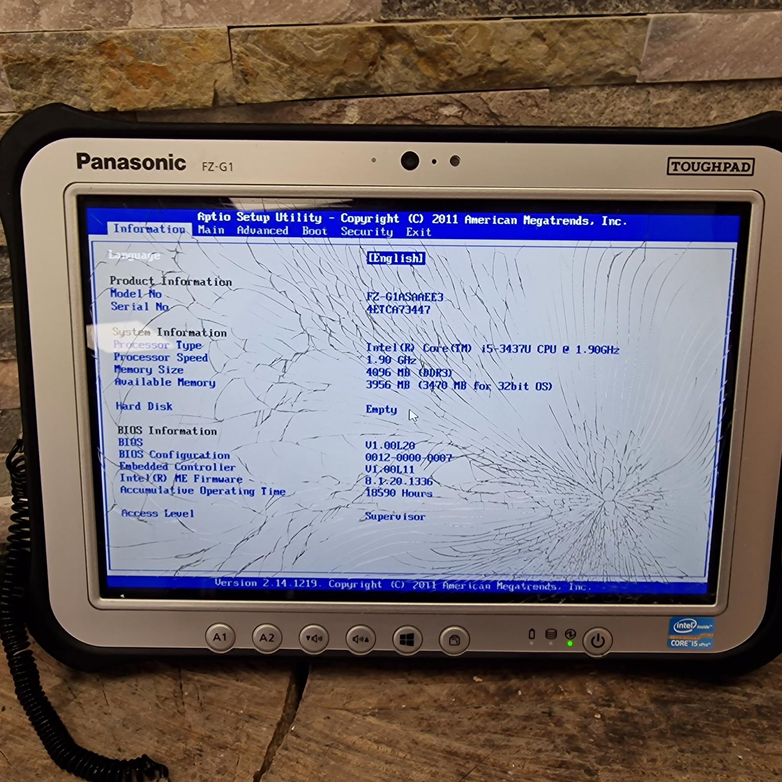 ToughPad Panasonic FZ-G1 - Funkčné, prasknuté sklo / i5-3437U, 4GB - Tablety a čítačky e-kníh