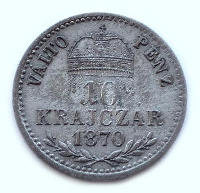 František Josef I., uherský stříbrný 10 krejcar 1870 KB, Kremnica