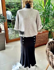 Luxusní pleteny kostýmek svetřík + sukně 