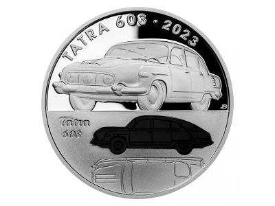 🔴 Osobný automobil TATRA 603 PROOF - strieborná 500 Kč mince ČNB 2023