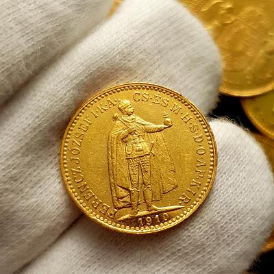 Krásná uherská 10 Koruna 1910 KB, František Josef I., zlatá mince 
