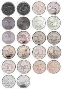 MAĎARSKO PAMĚTNI SADA MINCI 50 Forint x11 ks 2007-2023 UNC