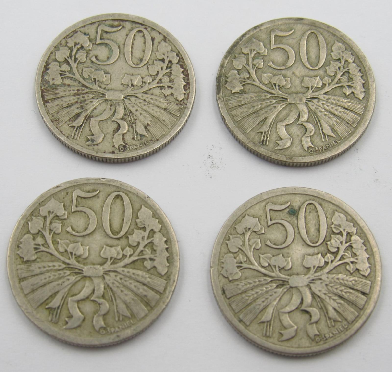 4x 50halier 1921,1922,1924,1931 - Numizmatika