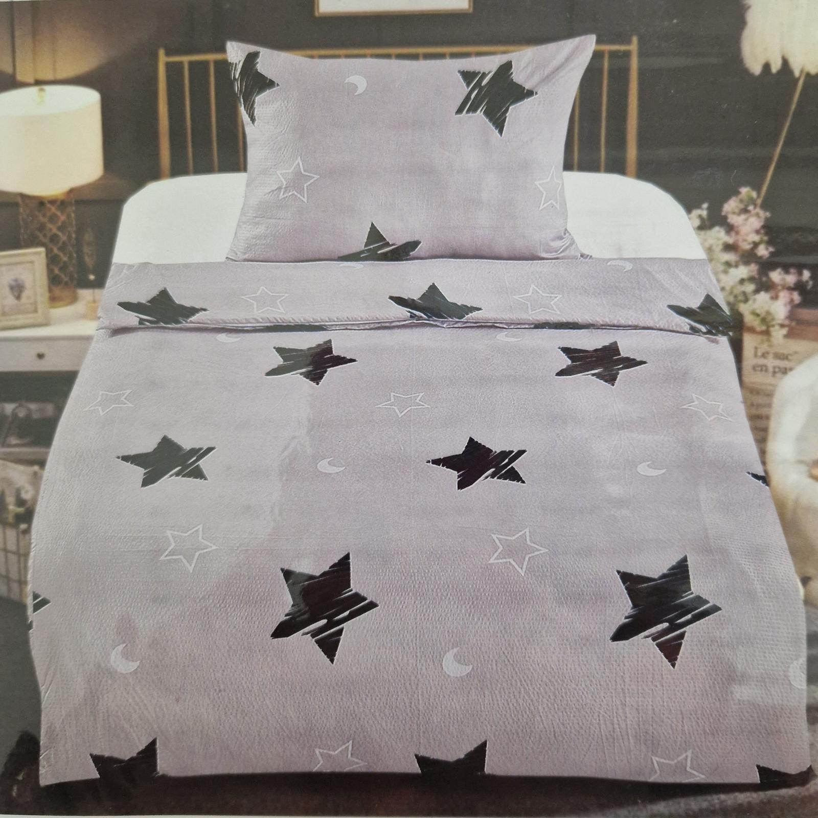 Krepové obliečky s hviezdami - GREY STAR - Bytový textil