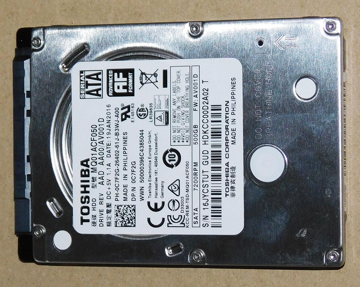 Pevný disk HDD 2,5'' TOSHIBA MQ01ACF050 - 500GB - Notebooky, príslušenstvo