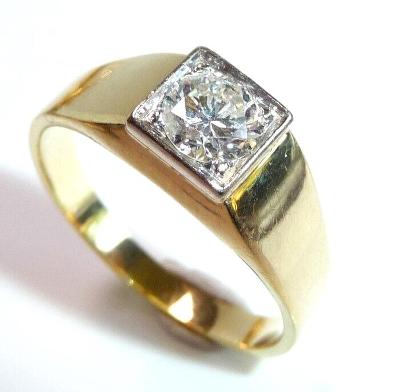 Luxusní prsten/solitér 0,85 ct.G-H-Si/14 k./7,0 gr./vel.66/Top!!!
