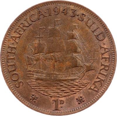 (E-10219), Jihoafrická republika, 1 Penny 1943, Pretoria