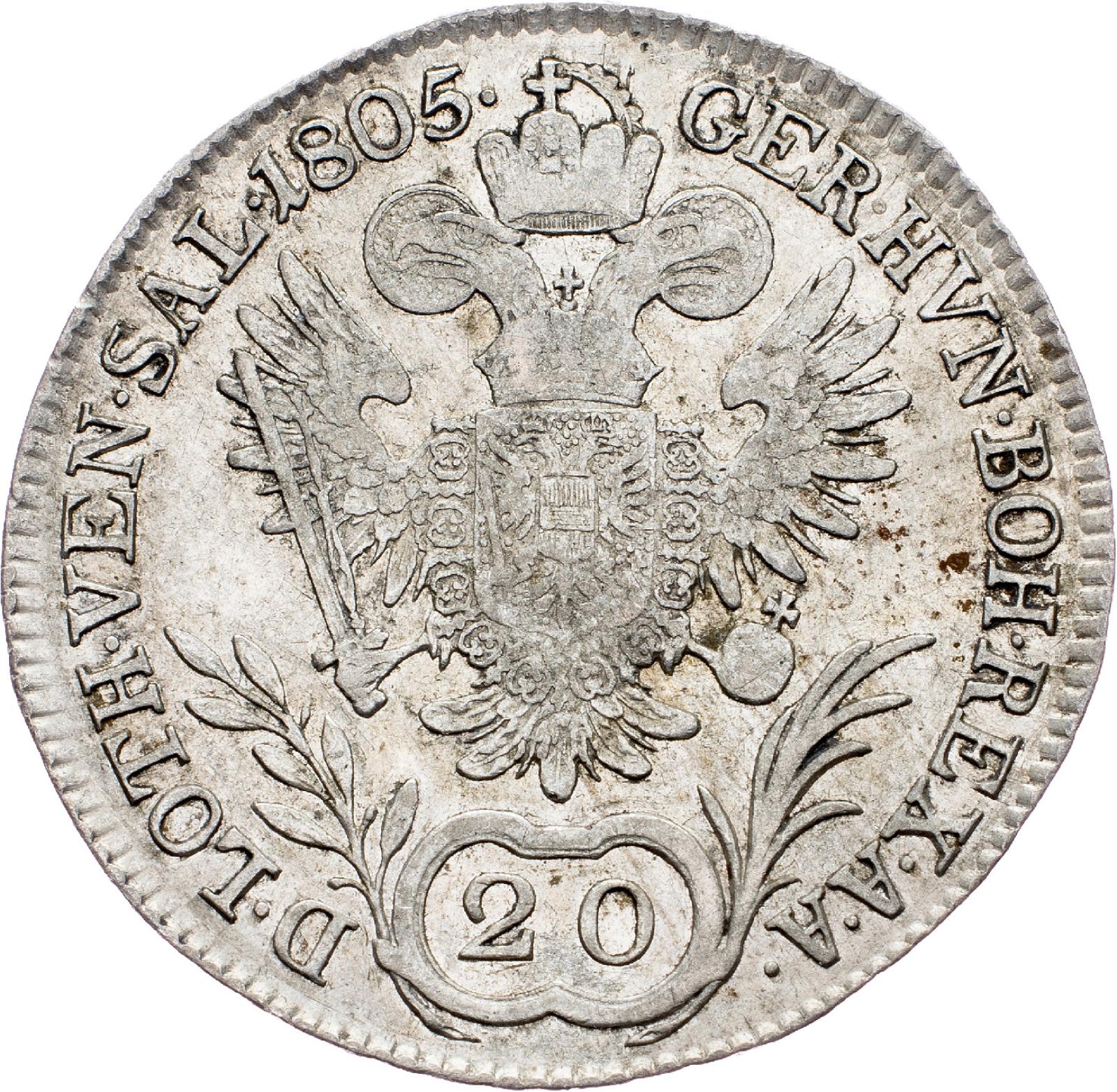 (E-9484), František I. (II.), 20 Krejcar 1805, Kremnica - Numizmatika