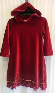 Dívčí červené sametové šaty, Monsoon, 104-110