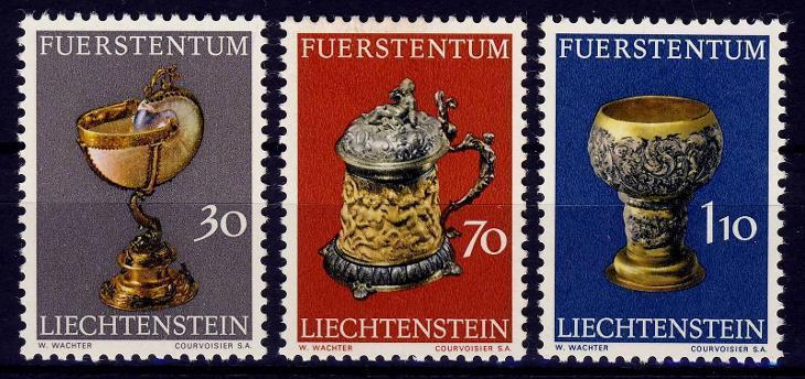 Lichtenštajnsko 1973 **/Mi. 587-9 , komplet , nádoby na pitie , /0024/ - Známky