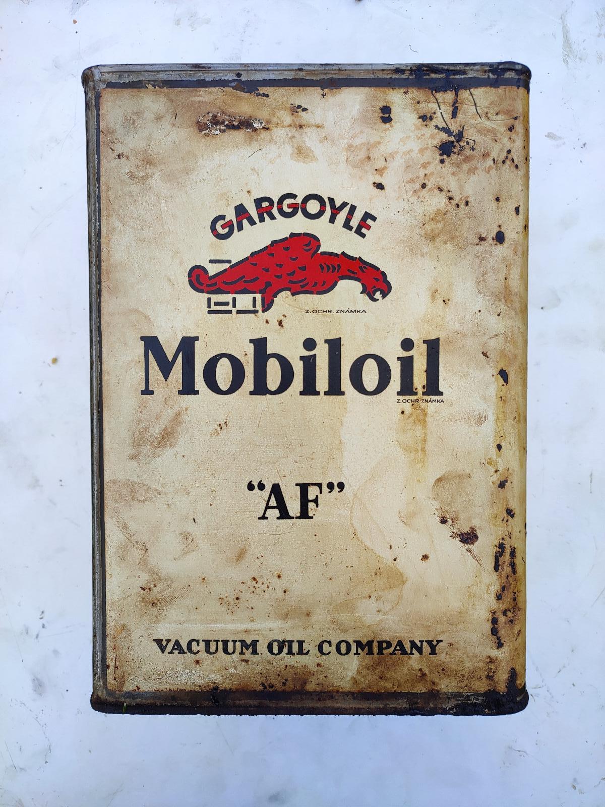 Predvojnová plechovka od oleja GARGOYLE MOBILOIL AF - Auto-moto