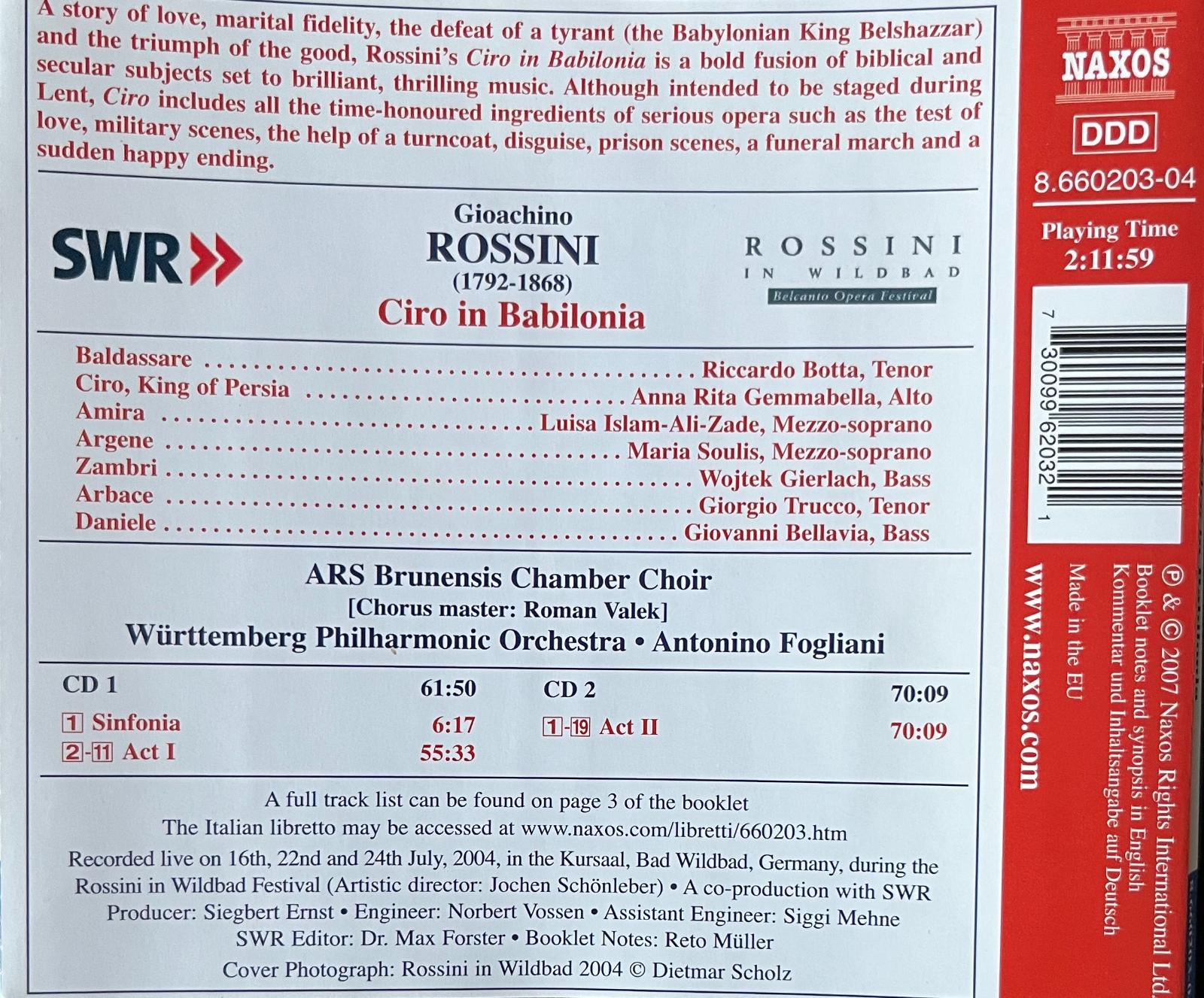 2 CD ROSSINI Ciro in Babilonia Opera Raritn Aukro