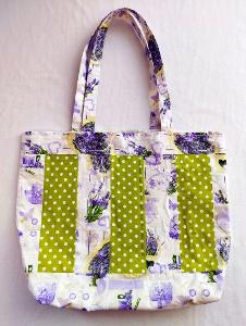Luxusní bavlněná retro taška Levandule patchwork č.1, originální motiv