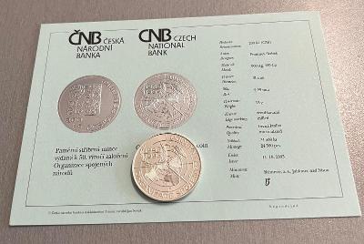 Stříbrná mince 200 Kč 1995 - 50. Výročí Založení OSN - BK