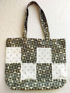 Luxusní bavlněná taška Šedá mozaika  patchwork č.3, originální motiv