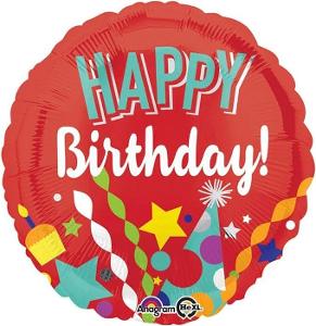 Balónik Happy Birthday! - Priemer 43cm - červená