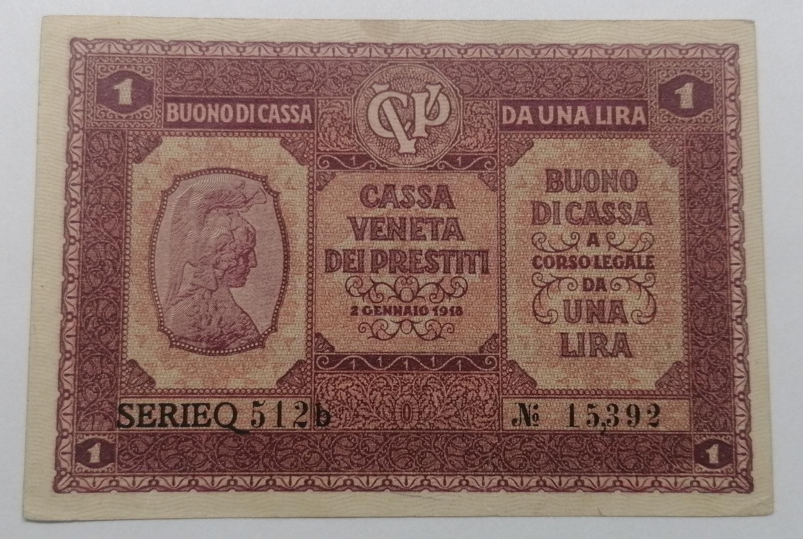 1 Líra 1918 Taliansko, stav EF - Bankovky
