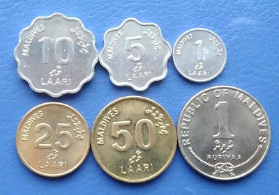 Maledivy lot 6 ks mincí každá jiná 
