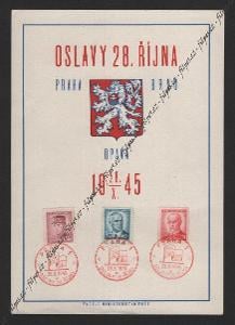 PAL Opava 28.10.1945 - razítko Praha hrad 28.10.1945 /ZCS-PAL.313