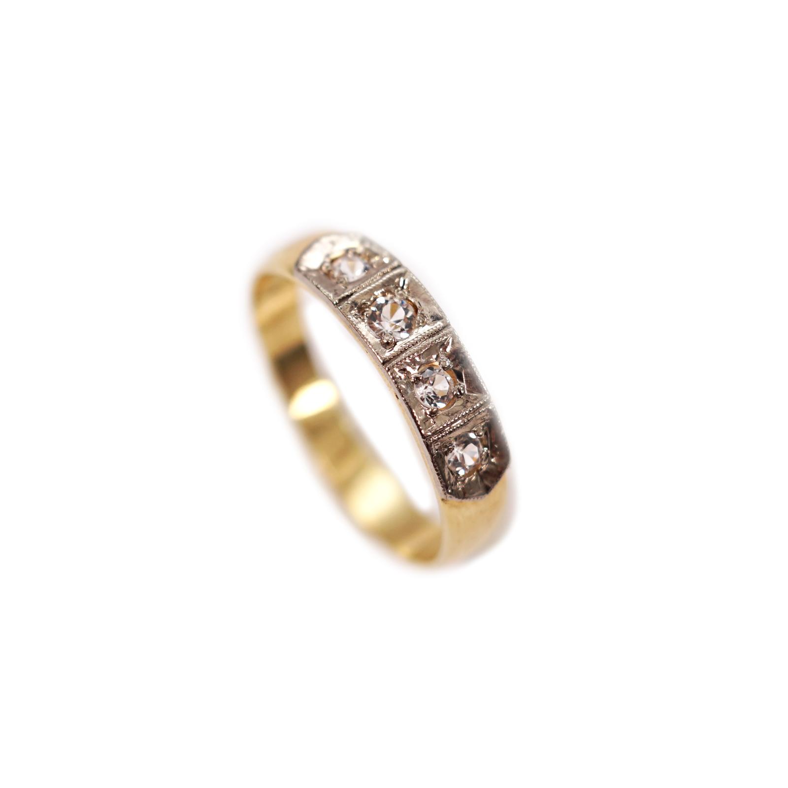 Zlatý prsteň so zirkónmi ■ - Starožitné šperky