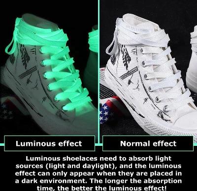 Svítící bílé tkaničky do bot, luminiscenční tkaničky