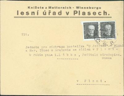 10B6750 Dopis kníže Metternich, lesní úřad Plasy - Plzeň, RR!