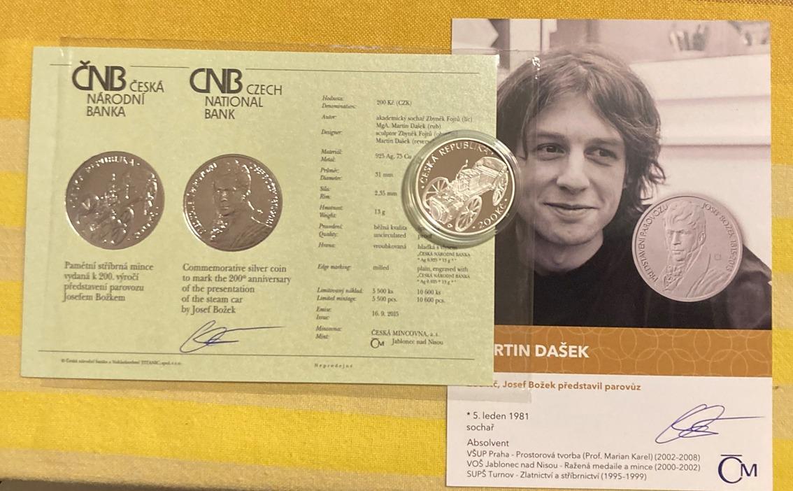 Pamätné mince ČNB Ag 200,- celý ročník 2015 PROOF - 4 mince - Numizmatika