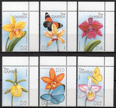 Gambie-Orchideje a motýli 1999** Mi.3367-3372 / 8 €