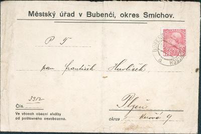 10B6783 Úřední dopis Praha Bubeneč - F. Havlíček Plzeň