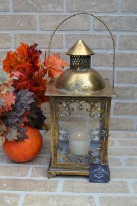 Rustikálny kovový lampáš 42 cm - zlatý