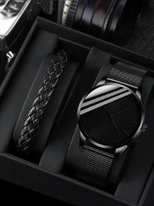 Elegantní Pánské hodinky s Náramkem - Černý Design