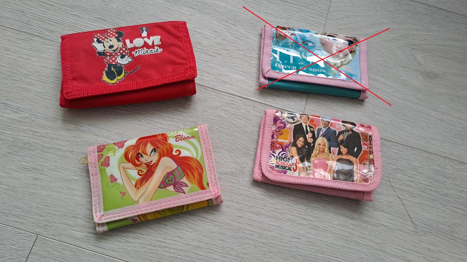 Dievčenské peňaženky, 3 ks - Minnie, Winx, High school - Deti