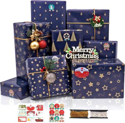 Vánoční balící papír/ modré, vánoční tématika /6 listů/Od 1Kč |172|