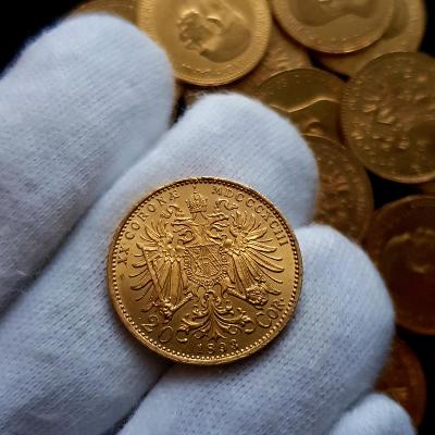 Rakouská 20 Koruna 1893 BZ, František Josef I., zlatá mince 