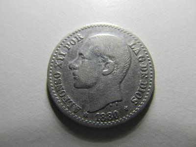 Španělsko. 50 cent 1880 Alfonso XII.