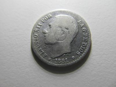 Španělsko. 50 cent 1881 Alfonso XII.